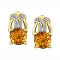 7mm Citrine Drop Earrings in 10K Yellow Gold with Diamonds (0.09 CT. T.W.)